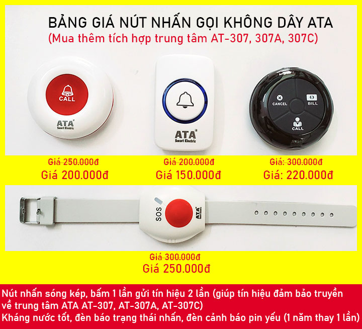 nút nhấn chuông gọi phục vụ không dây gọi nhân viên